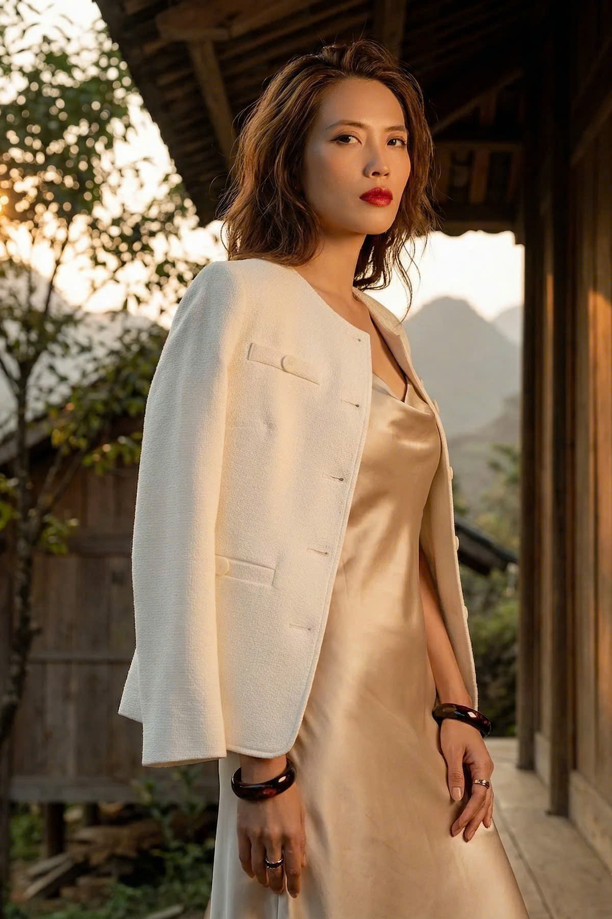 Áo Khoác Jacket Tweed Trắng Hà Giang Top187 thời trang thiết kế Hity