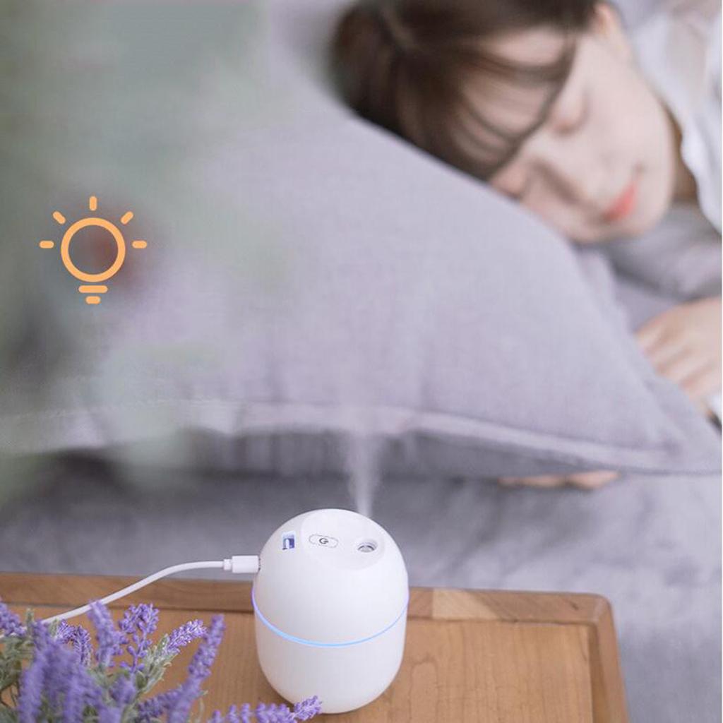 Mini Ultrasonic Humidifier 220ml Small Aroma Diffuser LED Light  White