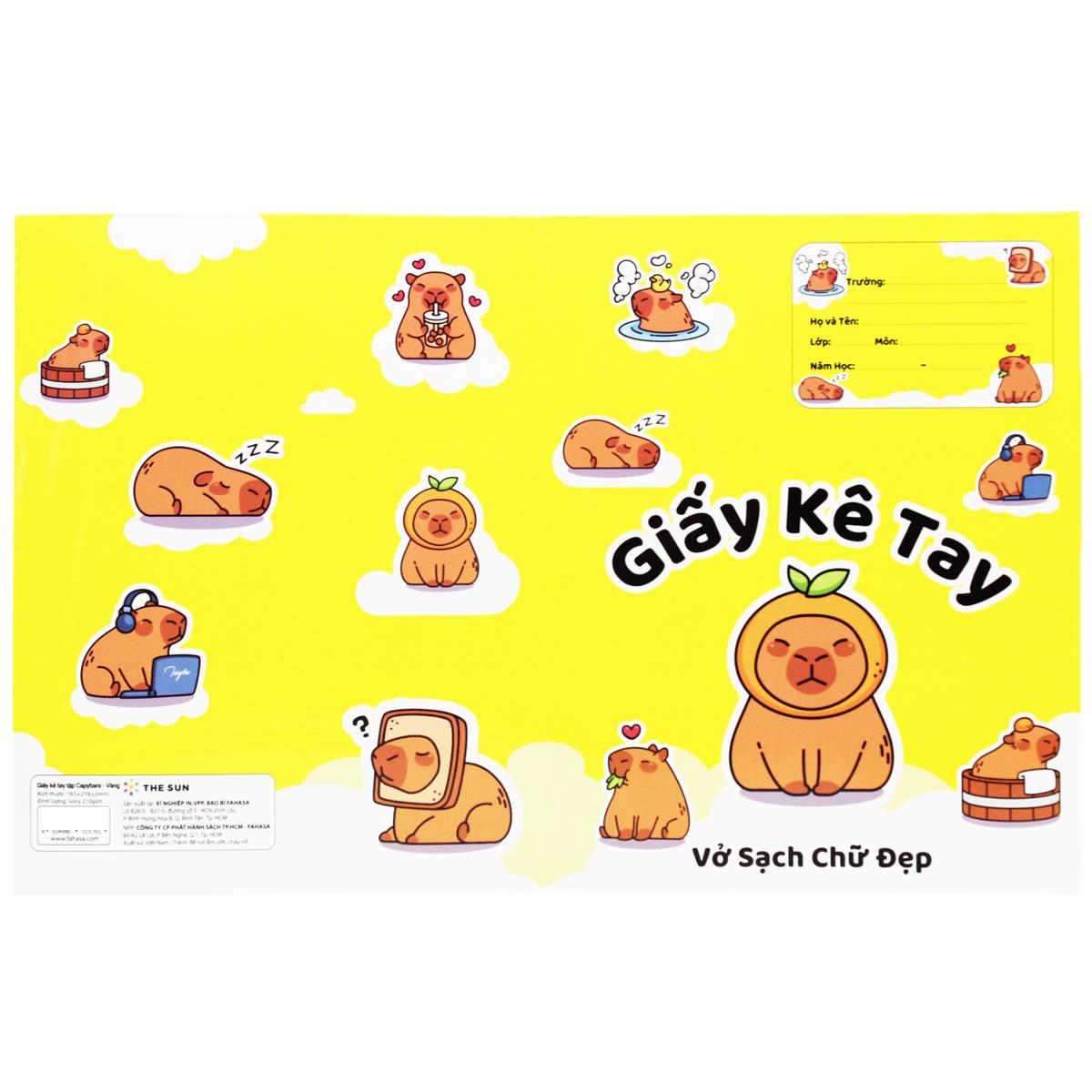 Giấy Kê Tay Tập Capybara - 16.5 x 21 cm - The Sun - Màu Vàng