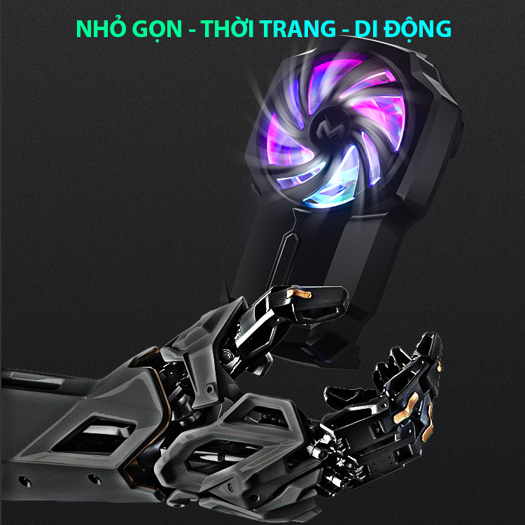 Quạt tản nhiệt điện thoại SIDOTECH FL05 Version 5 gaming phiên bản 2021 pin sạc 700mAh Led RGB tốc độ 6000 vòng/phút độ mở rộng 66-84mm làm mát cực nhanh cho khi chơi game mobile bị nóng - Hàng chính hãng