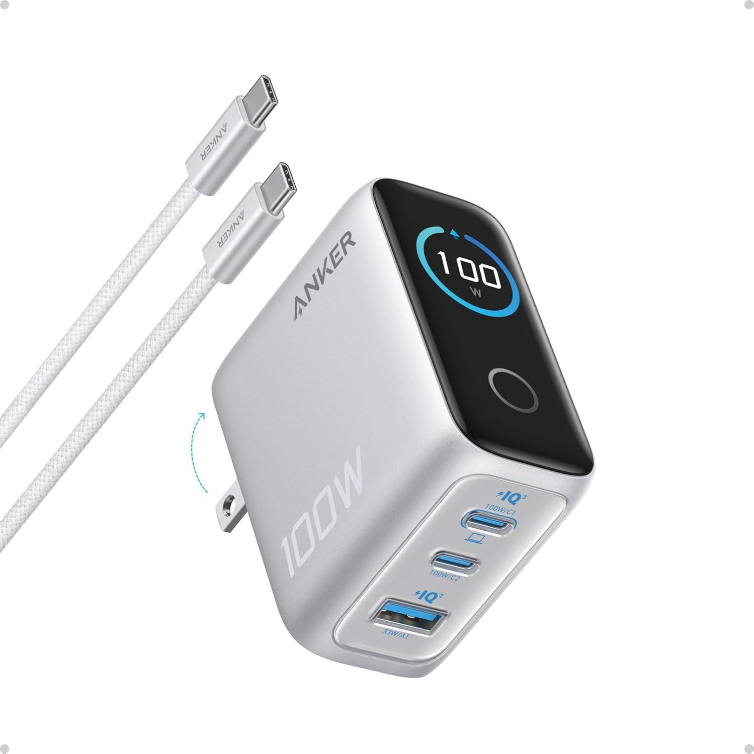 Củ sạc Anker 2C1A 100W Xám đen (Dark Gray) B121B - Hàng Chính Hãng