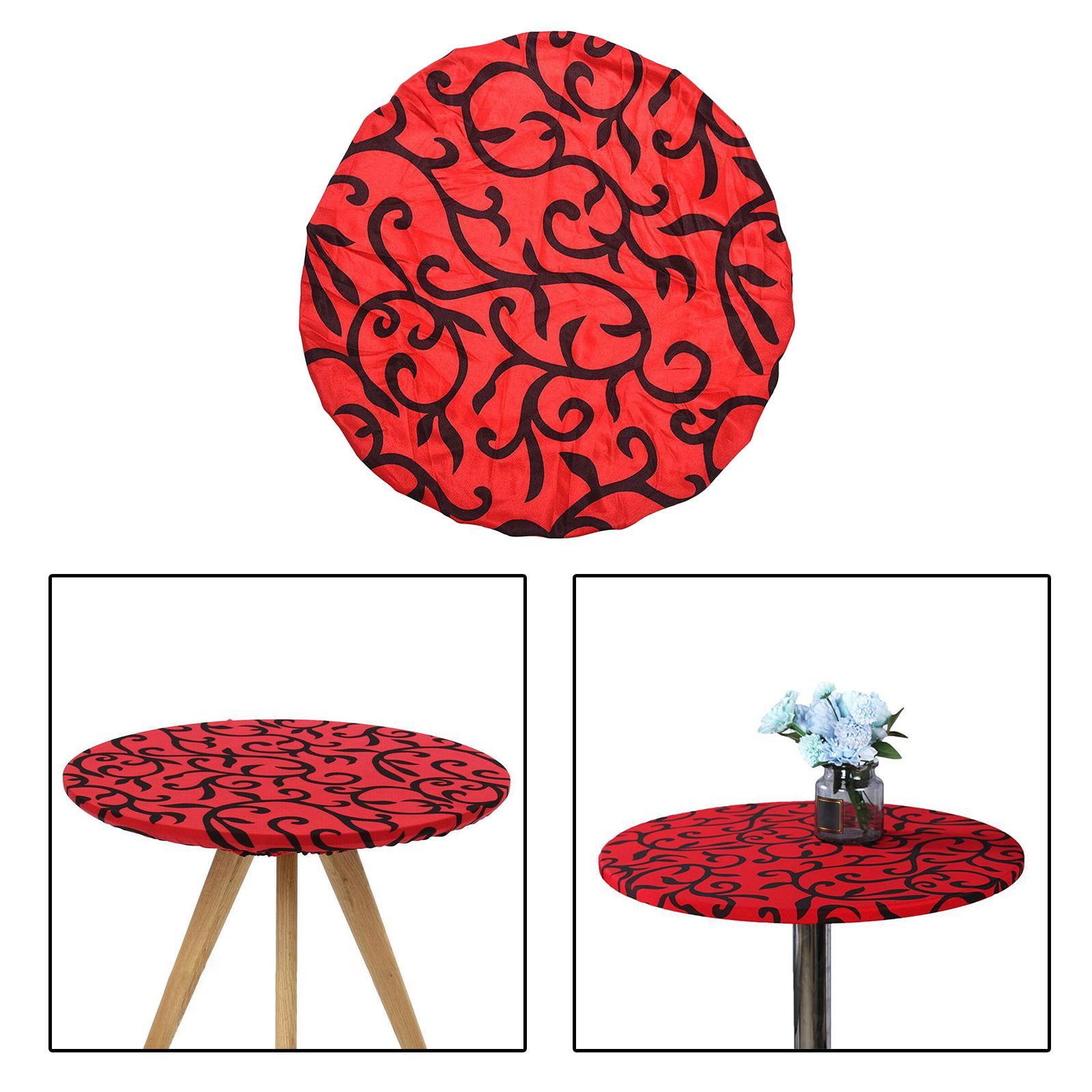 Indoor Outdoor Patio Round Fitted Tablecloth,Elastic Edge Waterproof Cover Red