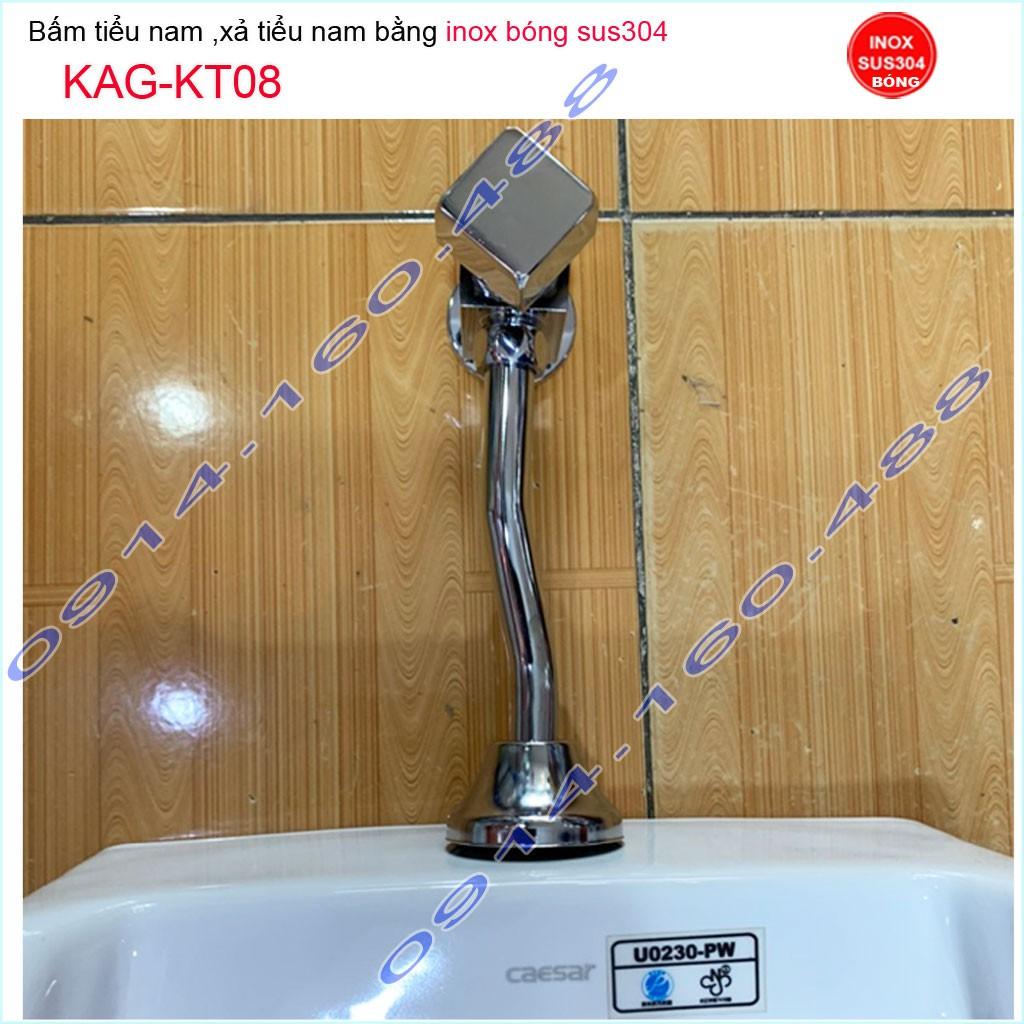 Van xả tiểu nam Inox 304 bóng KAG-KT08, nhấn xả tiểu nam vuông cao cấp siêu bền sử dụng tốt