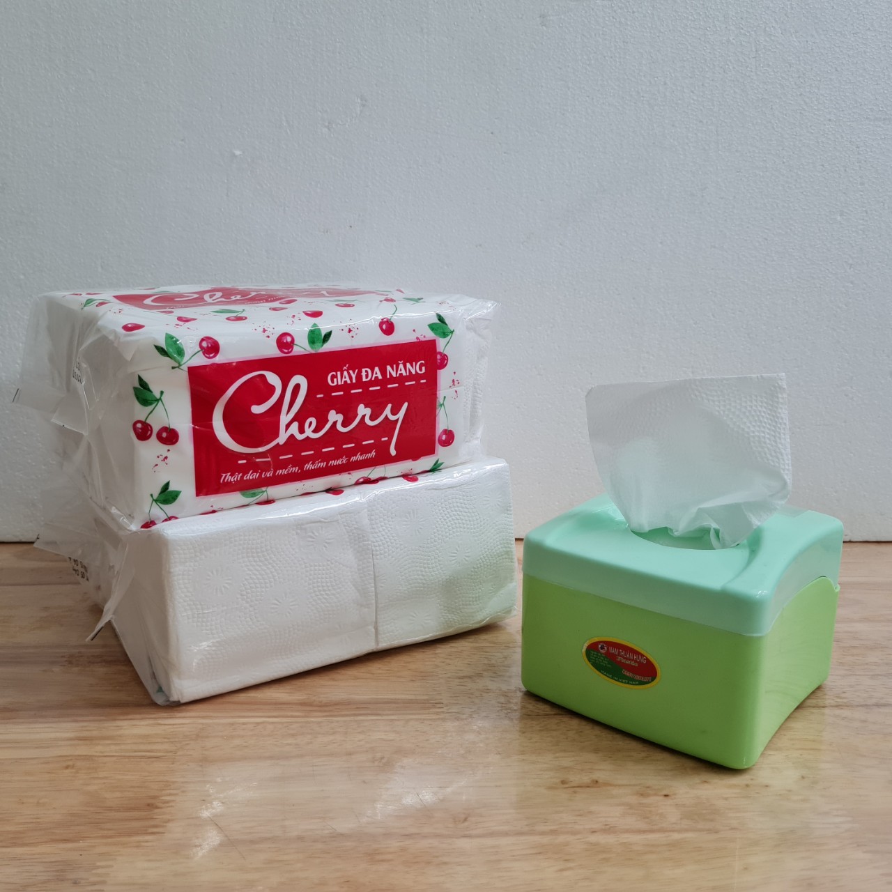 Cây (10 bịch) khăn giấy rút đa năng Cherry cao cấp, khăn giấy rút khách sạn, trường học, quán ăn