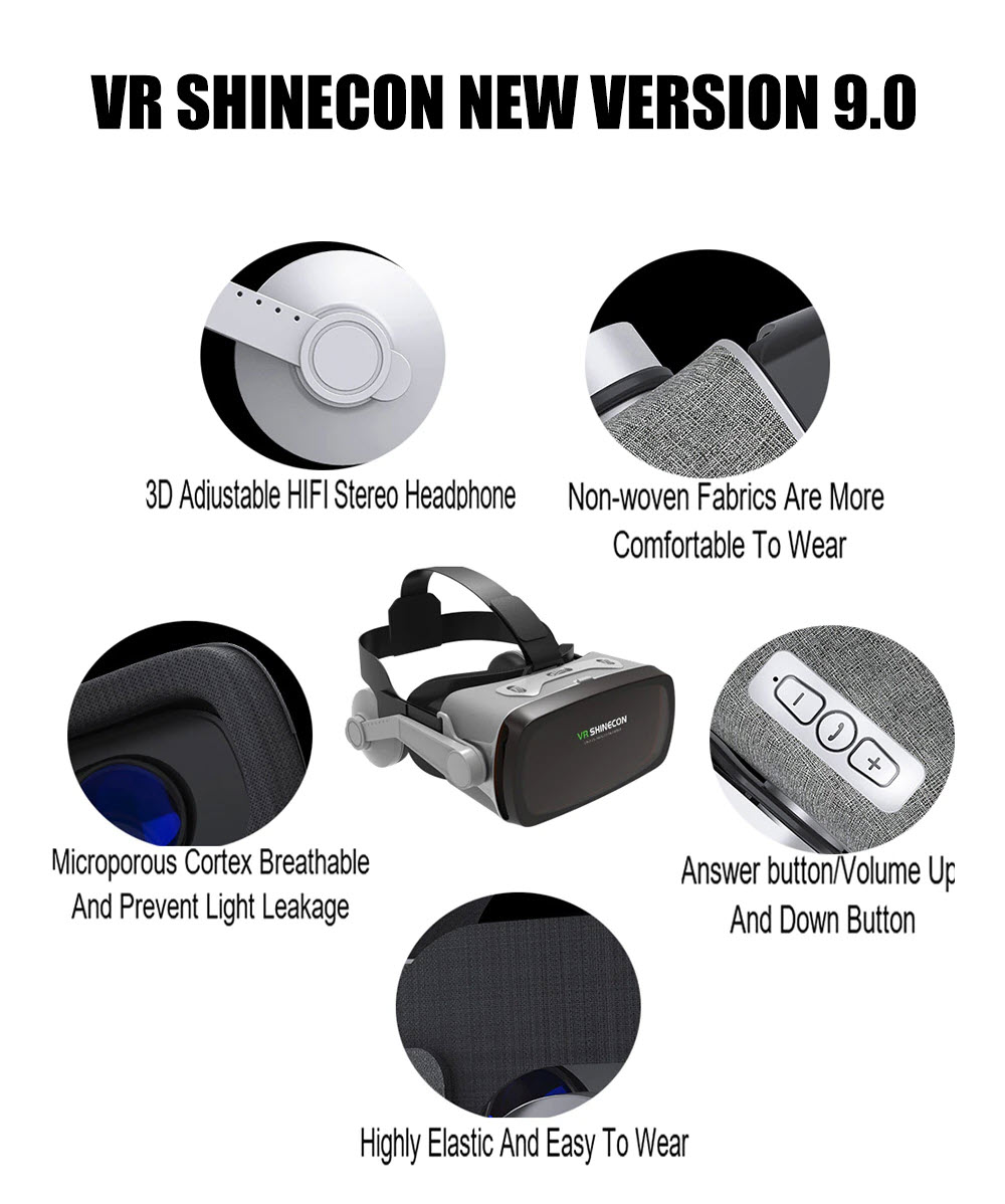 Shinecon G07E - Kính Thực Tế Ảo VR Shinecon 2018 version 7 G07E - Hàng Chính Hãng - VR SHINECON G07E 9th Generation Virtual Reality 3D Video Glasses Game Virtual Reality Glasses VR Headset Helmet for Android IOS