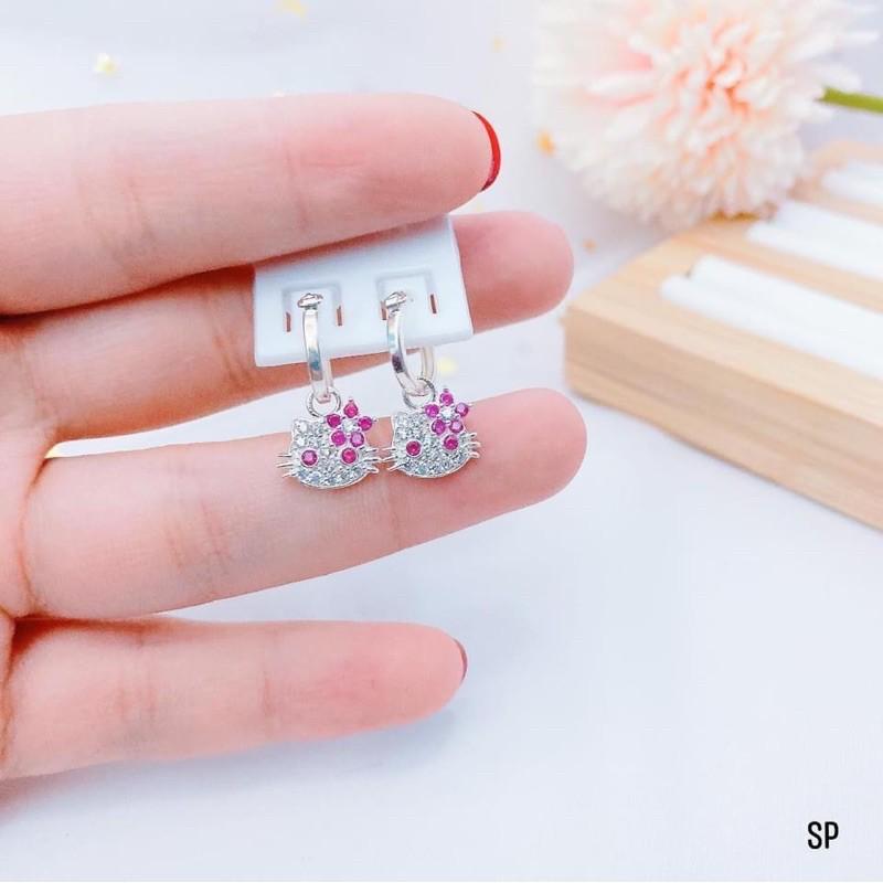 Bông tai bạc xinh cho bé,bông tai bạc mèo kitty cho bé