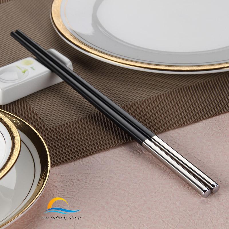 Đũa Ăn Cơm Cao Cấp Kiểu Nhật Bản Kháng Khuẩn Sợi Thủy Tinh Khảm Inox 304 Sang Trọng HADU
