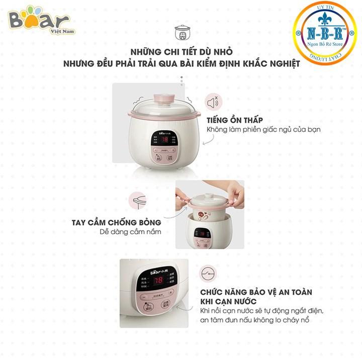 Nồi nấu cháo, Ninh, Hầm, Hấp cách thủy BEAR 4 IN 1 - HÀNG CHÍNH HÃNG