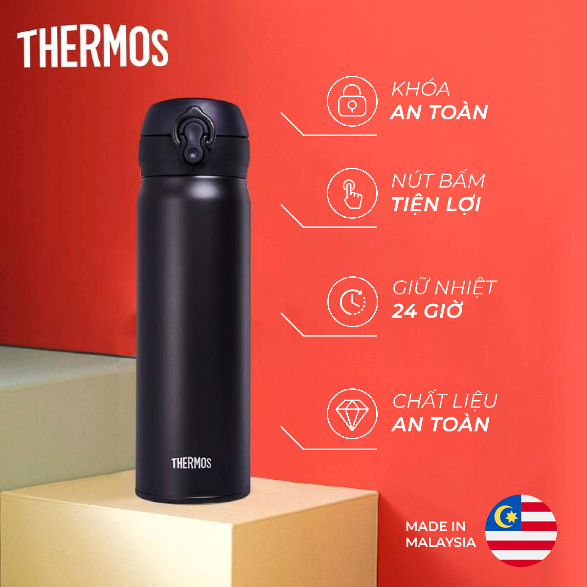 Binh Giữ Nhiệt Nhật Bản Inox Thermos Nut Bấm 500ml Jnl 502 Alb Jnl 500 2 Hang Chinh Hang Black Home1 Tiki