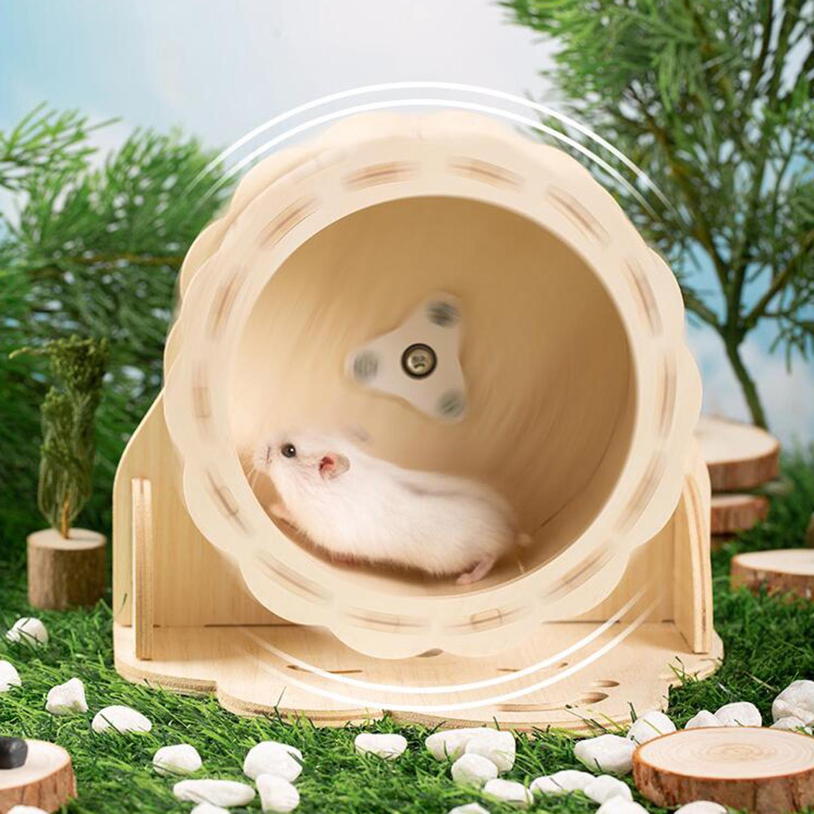 Hamster Wooden Running Wheel Exercise Wheel Toys Noiseless Roller Rat Silent
