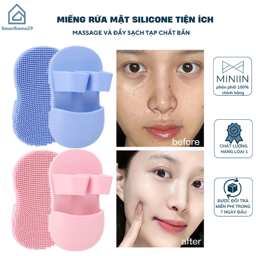 Bàn Chải Rửa Mặt Silicon Mini - Bàn Chải Làm Sạch Lỗ Chân Lông Mặt - Bàn Chải Làm Sạc - Miếng Cọ Rửa Mặt Tẩy Tế Bào Chết - HÀNG CHÍNH HÃNG MINIIN