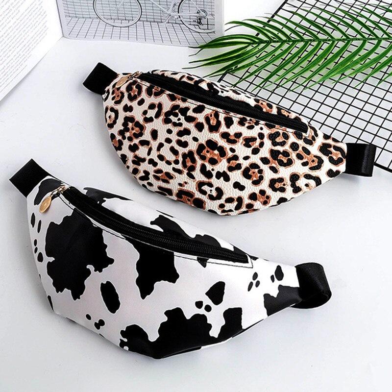 2021New summer fashion waist bag for men and women with Cow leopard shoe print casual women's bag PU leather running bags