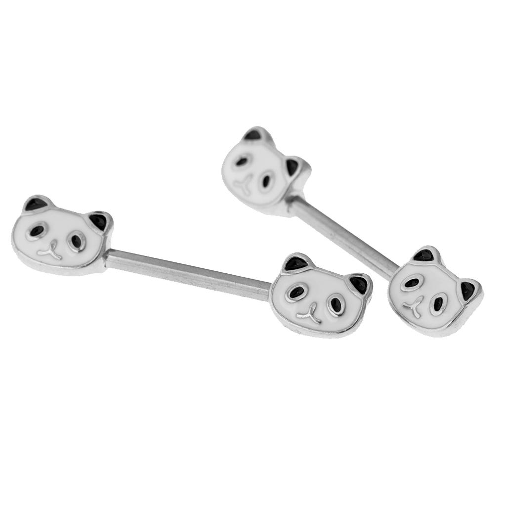 1Pair Panda Nipple Bar Ring Stainless Steel Shield Body Piercing Jewelry