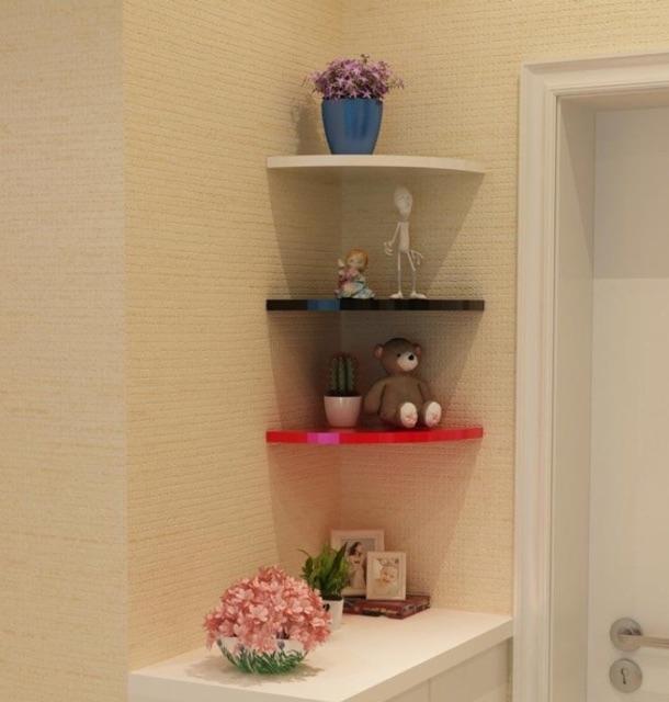 Bộ 3 kệ gỗ treo tường hình quạt 90 độ bo tròn cạnh