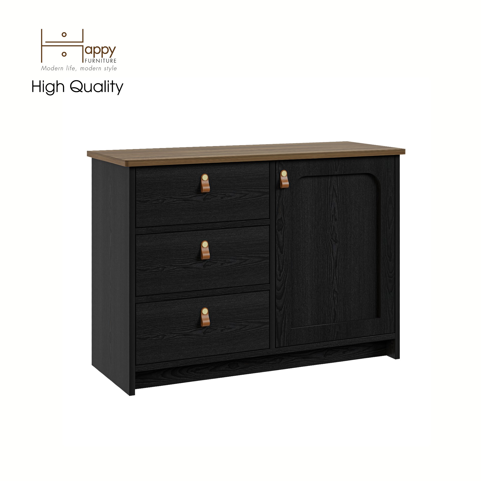 [Happy Home Furniture] NOMIA , Tủ lưu trữ 3 ngăn kéo - 1 cửa mở , 90cm x 35cm x 64cm ( DxRxC), THK_063