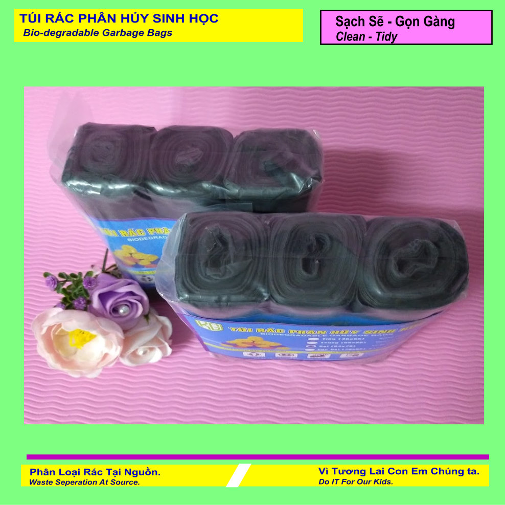 Set 540 cái ( 10 kí ) Túi Rác Cuộn PHÂN HỦY SINH HỌC - Màu Đen - Size Đại 64 * 78 CM - Kiều Gia