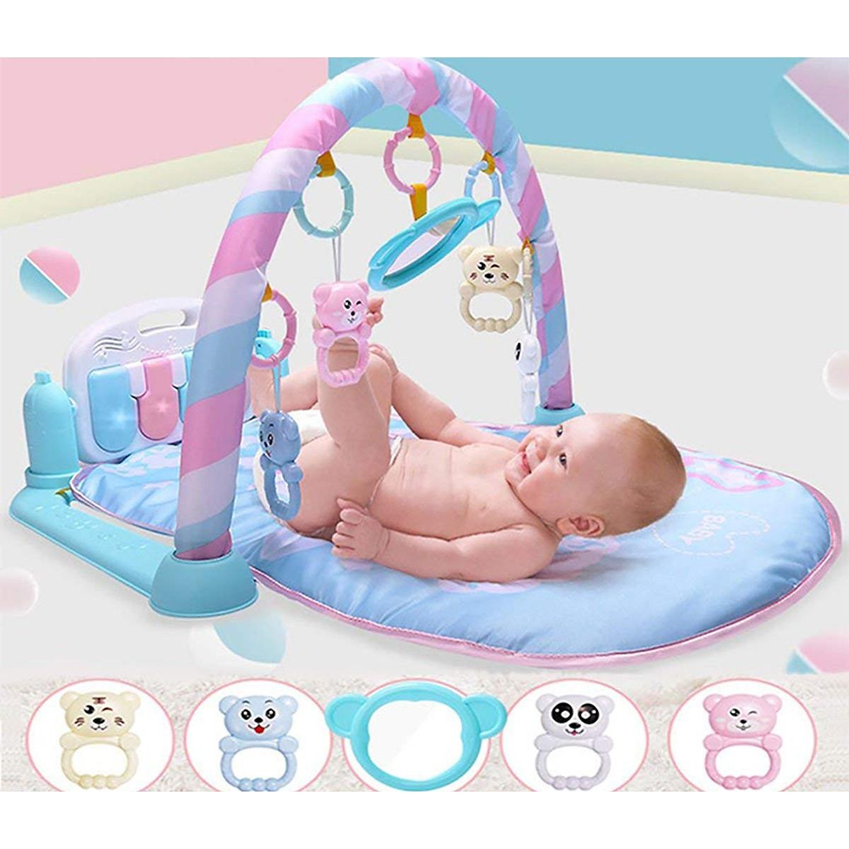 Thảm Chơi Piano Có Nhạc Cho Bé Xanh Kèm Mũ Tắm Chống Nước - Hàng Chất Lượng