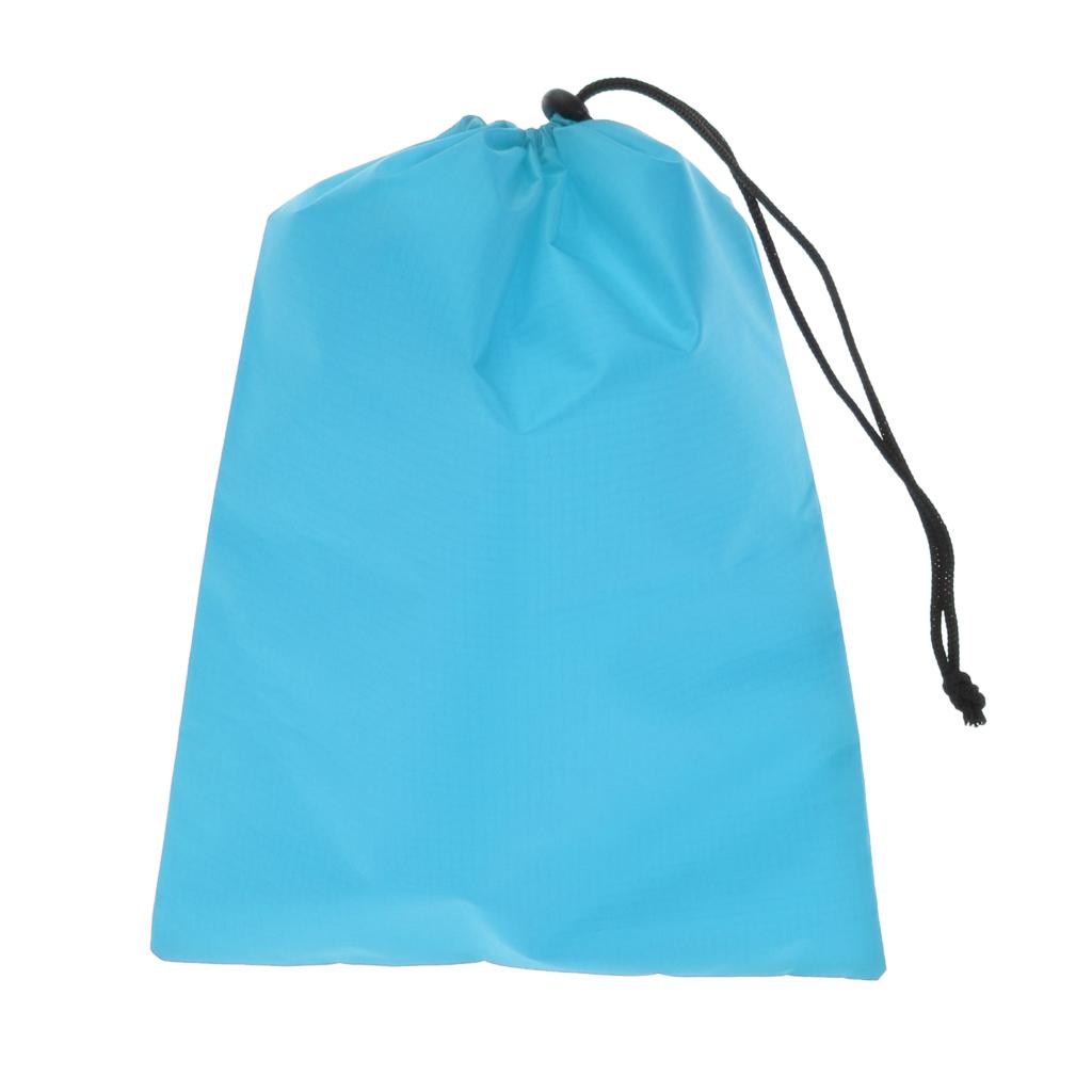 2xWaterproof Drawstring Storage Bag Stuff Bag for Clothes Shoes sky blue