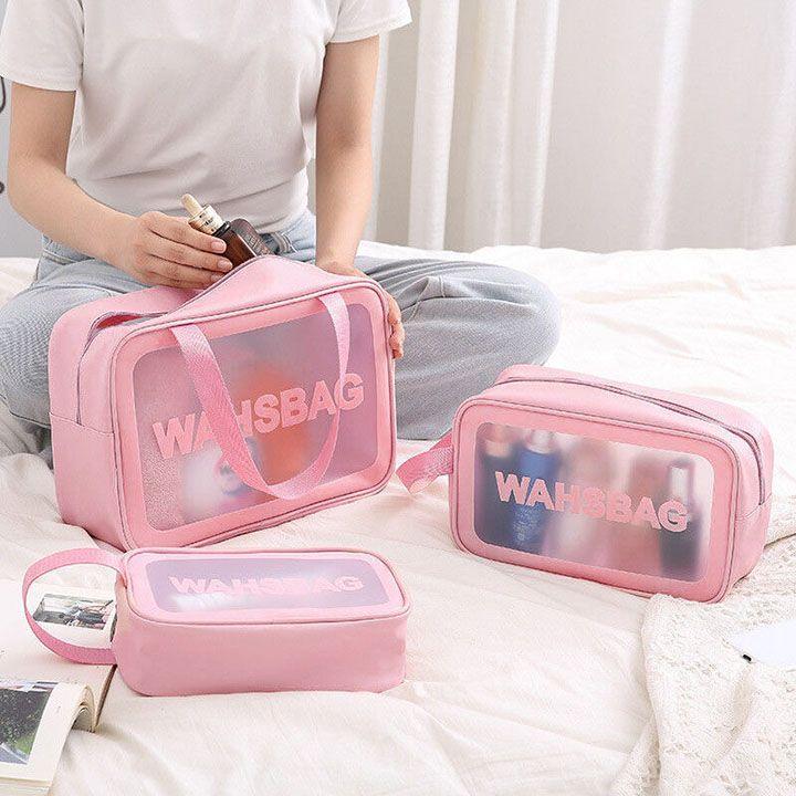 Túi hộp đựng mỹ phẩm, đồ trang điểm du lịch cá nhân washbag B112 trong suốt có khóa kéo, chống thấm nước tiện dụng.