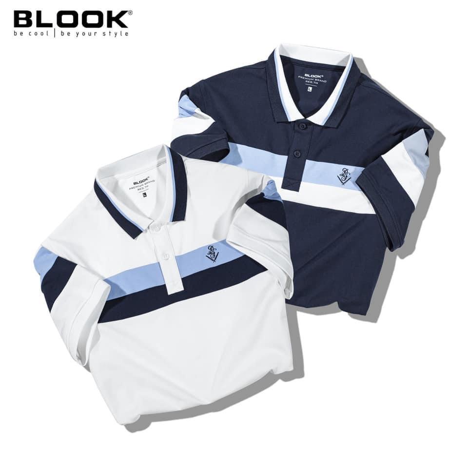 Áo polo nam cổ bẻ vải thun cá sấu cotton phối sọc phá cách thêu BS, xuất xịn, trẻ trung, thanh lịch mã 35521_BLOOK