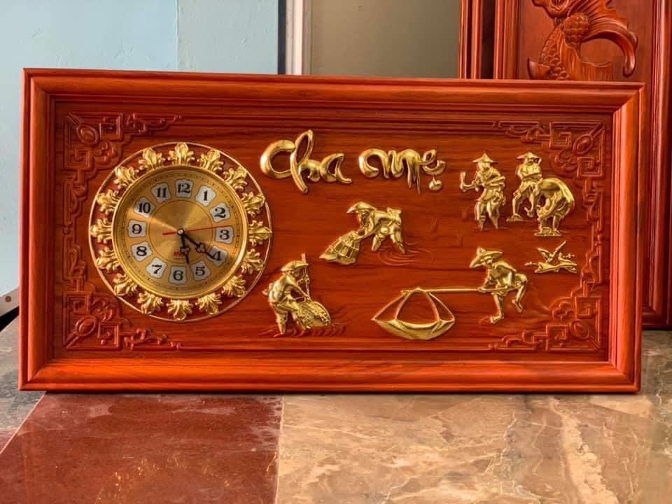 Tranh đồng hồ treo tường chữ cha mẹ kt 48×108×4cm