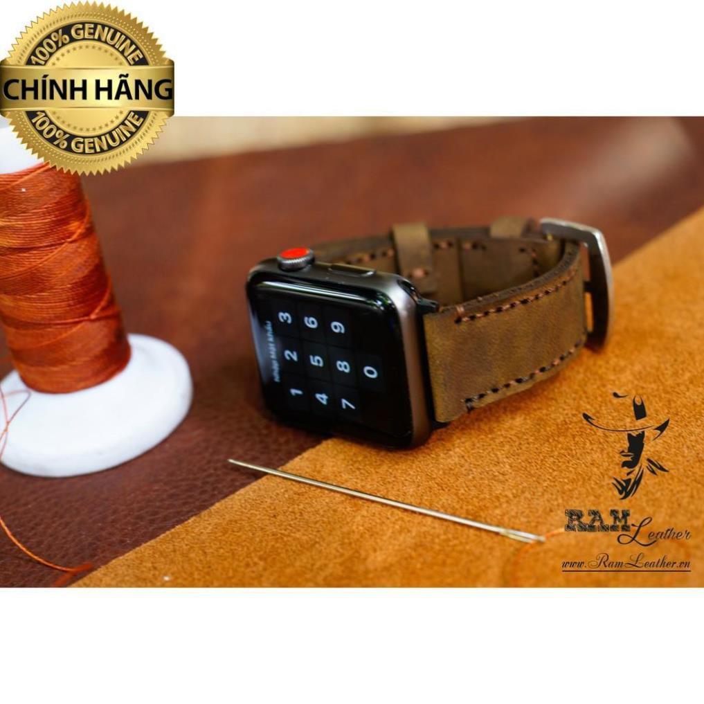 DÂY ĐỒNG HỒ DA BÒ NÂU ĐẤT APPLE WATCH -ĐỦ SIZE DÀNH CHO APPLE WATCH