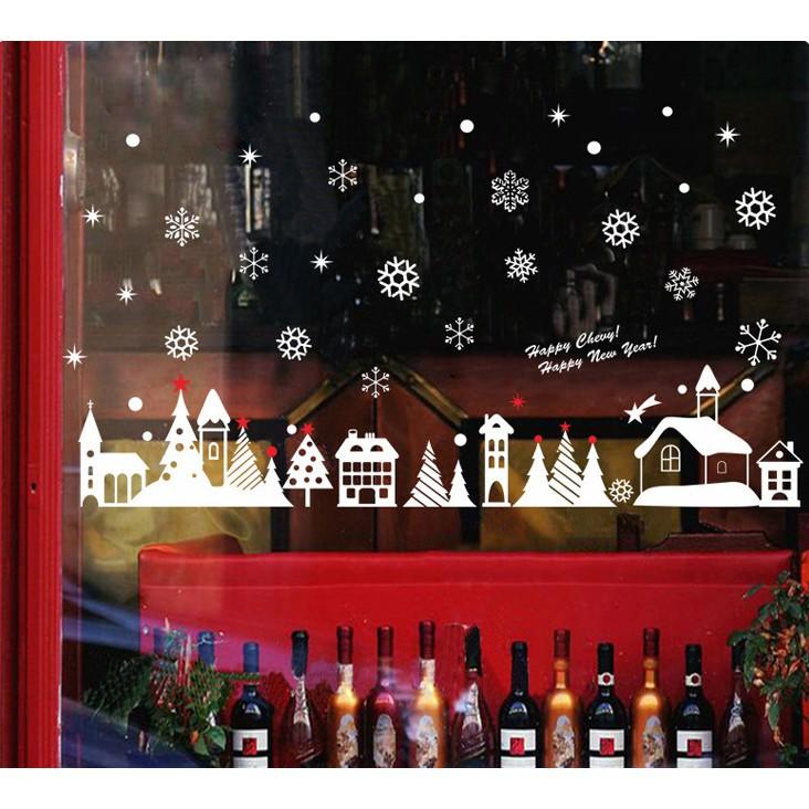 Decal trang trí noel thành phố tuyết