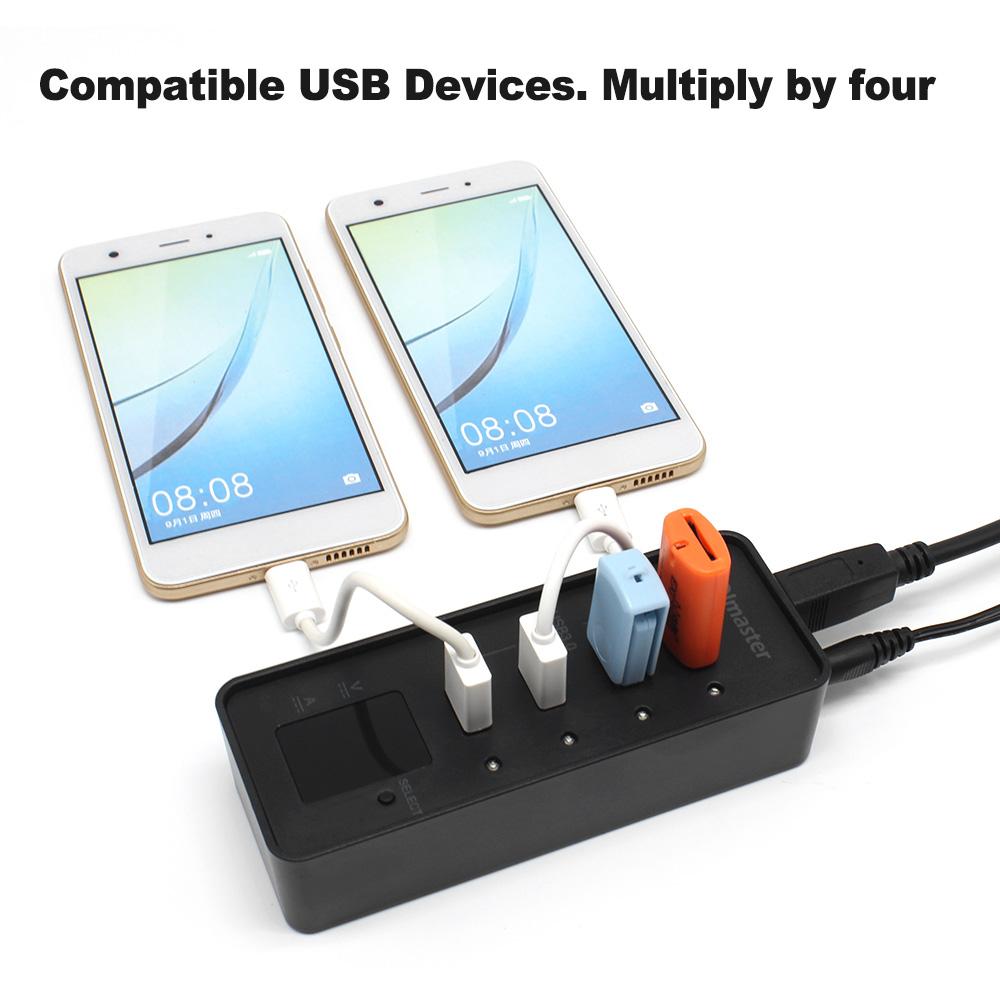 OImaster 4 cổng USB3.0 Hub tốc độ cao Cắm và chạy với bộ sạc cho Mac PC Ổ đĩa flash USB