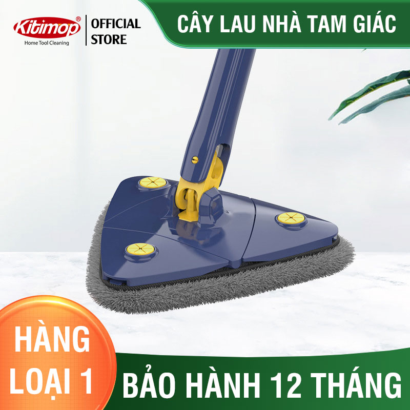 Cây lau nhà tam giác Kitimop-A3 Plus tự vắt xoay 360 độ, dùng lau tường, lau trần, lau kính đa năng tiện lợi hiệu quả