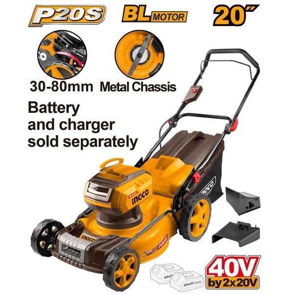 MÁY CẮT CỎ DÙNG PIN 2X20V- 510MM (KHÔNG KÈM PIN VÀ SẠC) 40V INGCO LMLI4020 - HÀNG CHÍNH HÃNG