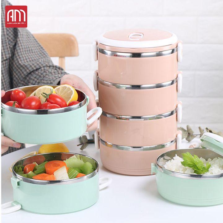 HỘP CƠM 4 TẦNG LÚA MẠCH LÕI INOX 304 CAO CẤP GIỮ NHIỆT CỰC TỐT - CÀ MEN ĐỰNG CƠM CÓ KHÓA CHỐNG TRÀN 2.8L
