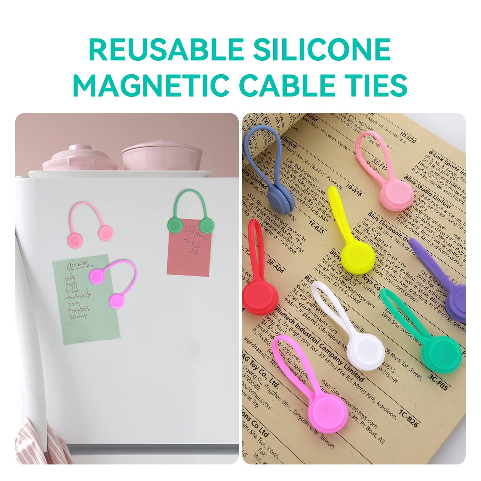 12 mảnh cáp từ tính TIES có thể tái sử dụng 11 cm Magnet Magnet Magnet TIES Bộ tổ chức cáp từ tính đa chức năng để quản lý cáp và tổ chức