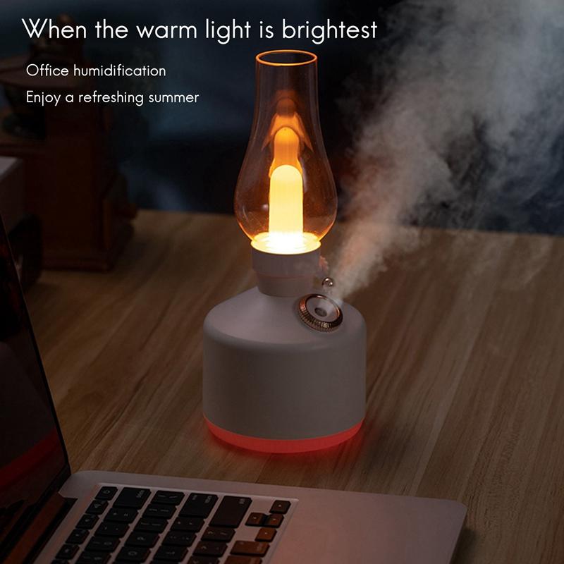 USB Có Thể Sạc Retro Đèn Máy Tạo Độ Ẩm Không Khí Có Đèn LED Ánh Sáng Khuếch Tán Hương Thơm Phun Sương Tạo Trang Trí Nhà