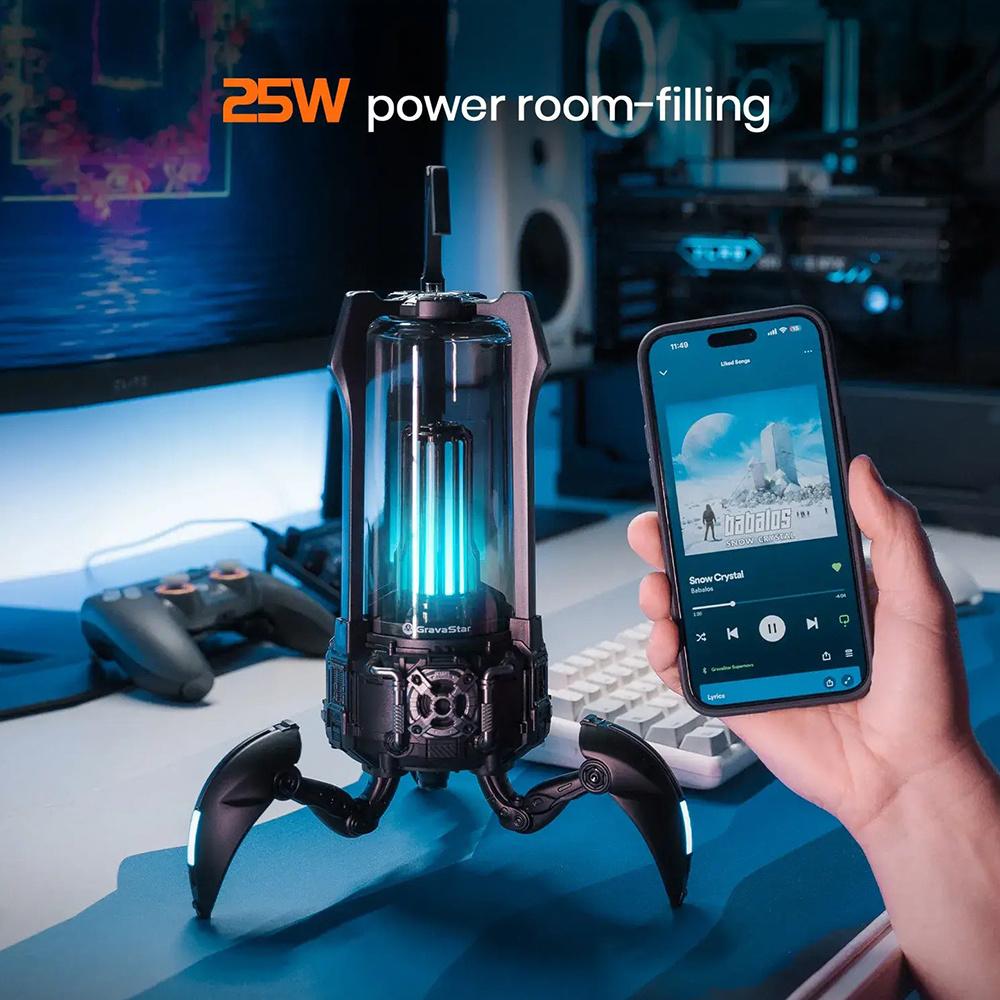 Bản gốc Gravastar Supernova Bluetooth Loa Bluetooth 5.3.25W Âm thanh mạnh mẽ, Aux tương thích, Loa phát lại 9 giờ Color: Dawn White