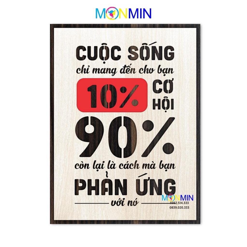 Tranh gỗ slogan tạo động lực Monmin M112 - Cuộc sống chỉ mang đến cho bạn 10% cơ hội