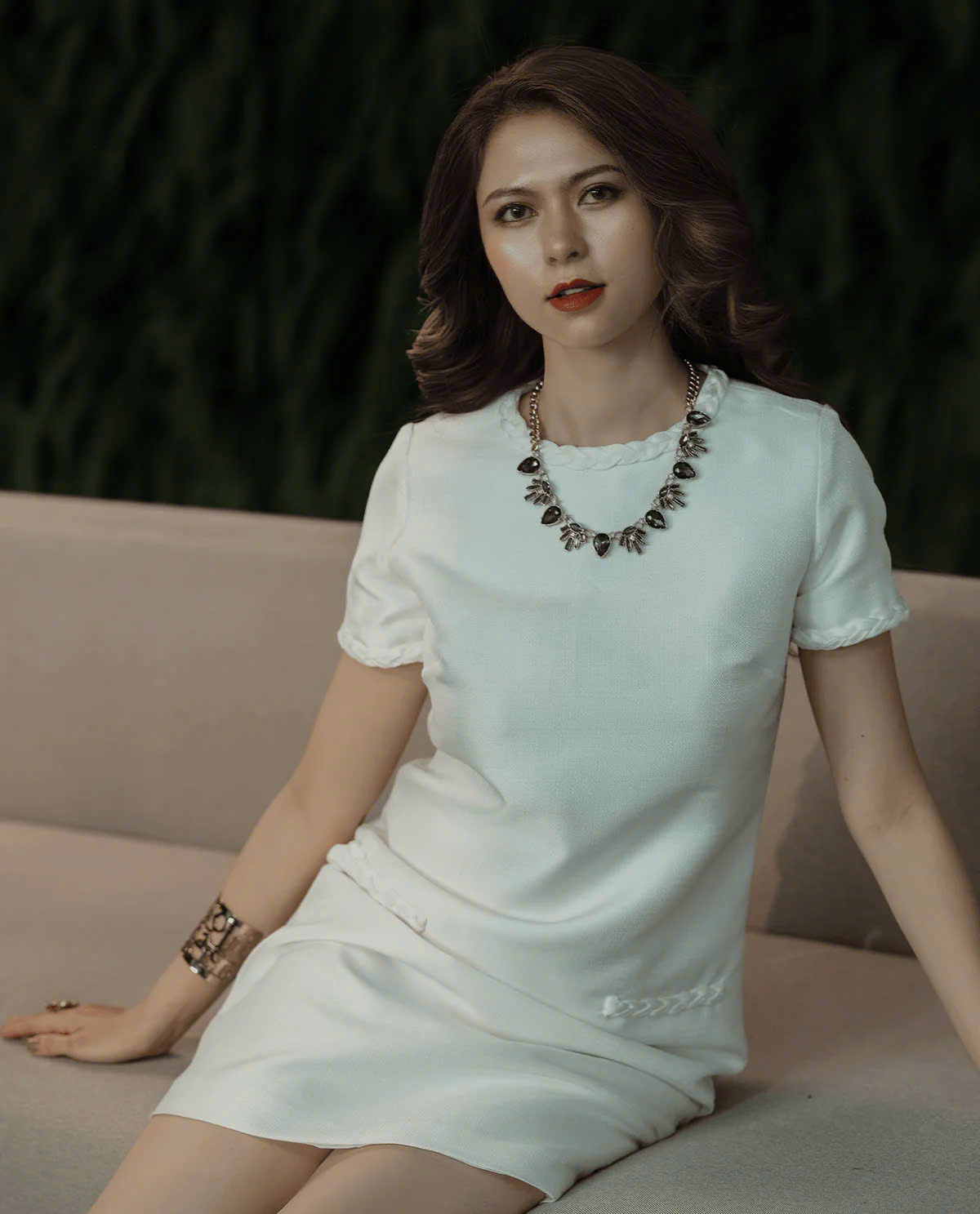 Đầm Suông Tweed Trắng Sicily thời trang thiết kế Hity DRE172