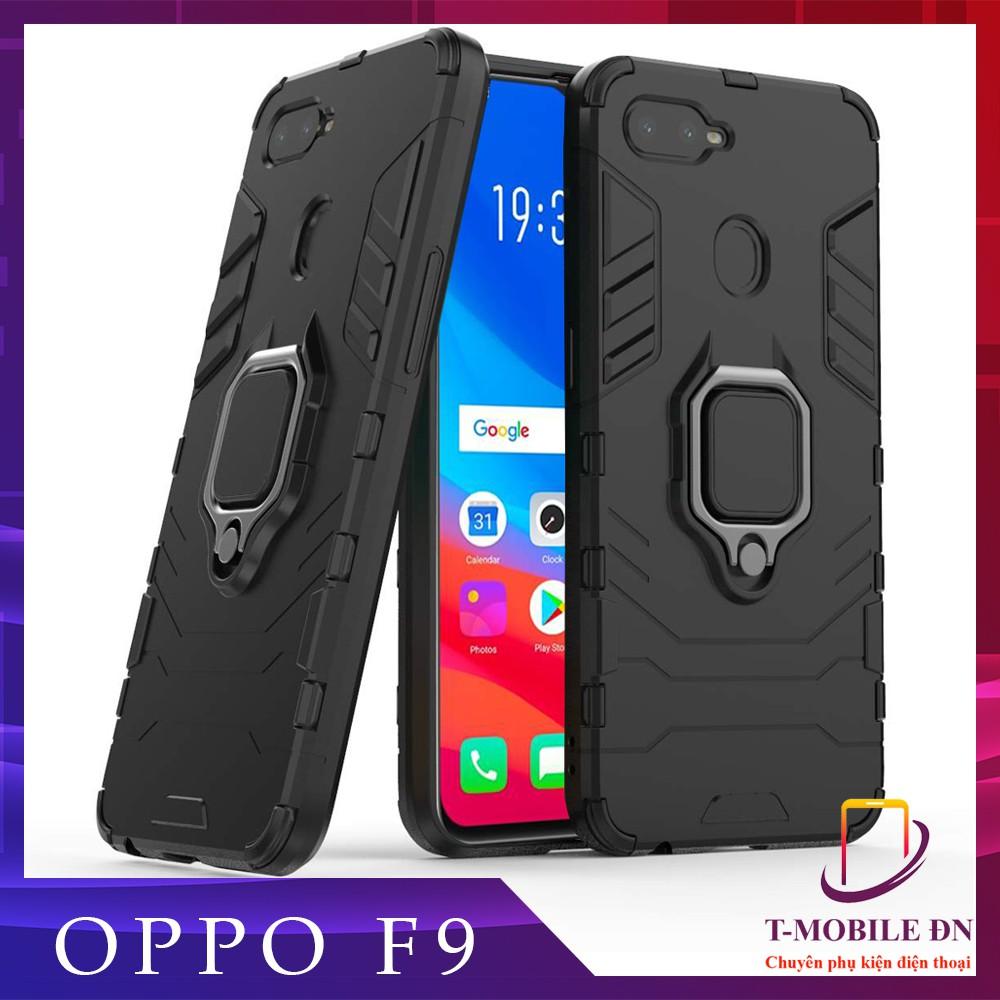 Ốp lưng cho Oppo F9 iron man chống sốc kèm nhẫn xoay chống xem video bảo vệ camera