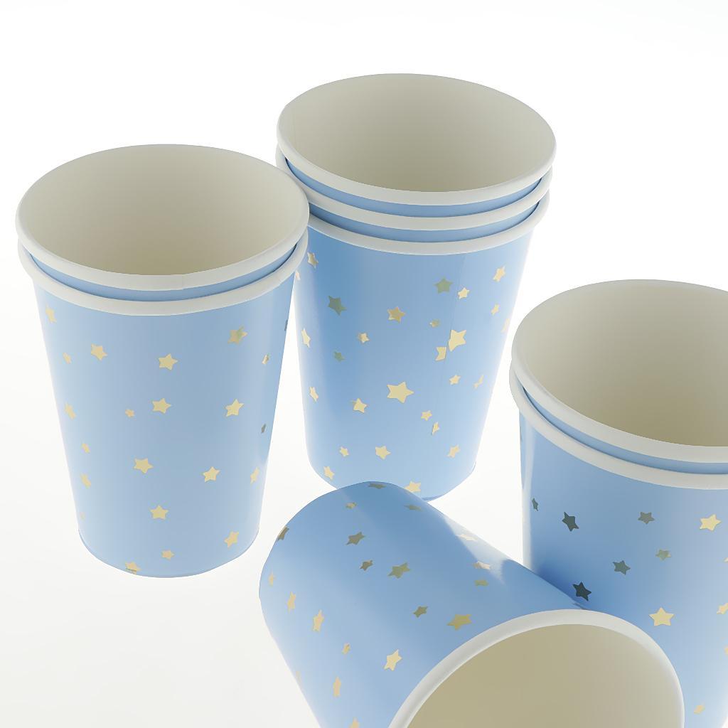 8 Pieces Gilding Star Disposable Paper Cup Birthday Tableware Dark Blue