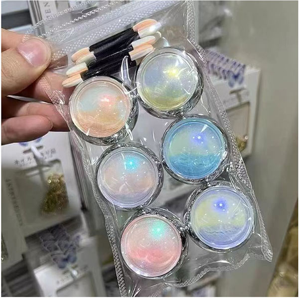 Set Bột Tráng Gương Nail 6 Màu Ánh Trai Trang Trí Móng Óng Ánh