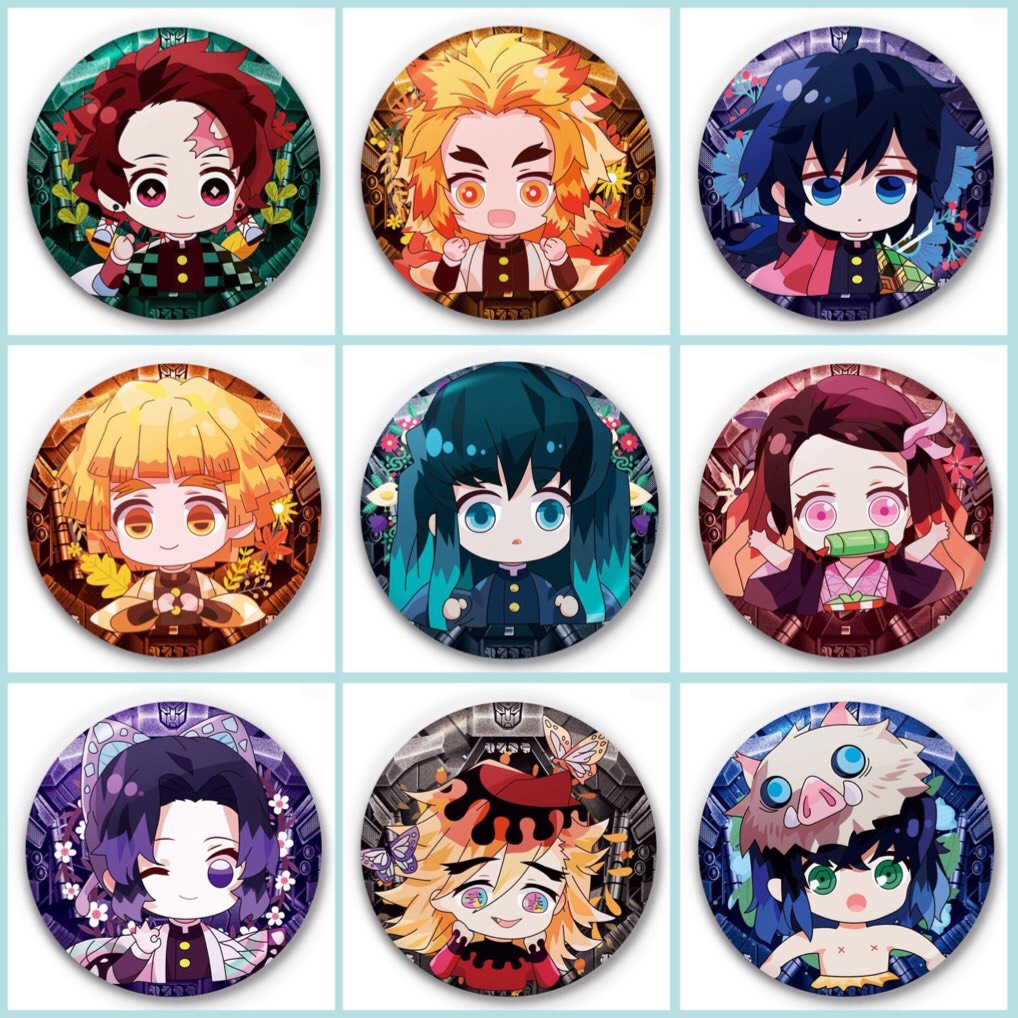 Set 9 huy hiệu Kimetsu no Yaiba Thanh gươm diệt quỷ