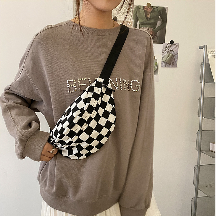 Túi đeo chéo bao tử đeo ngực Caro Ulzzang đa năng thời trang checker board cho học sinh sinh viên giá rẻ