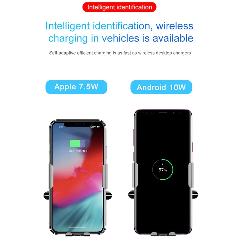 Đế giữ điện thoại trên xe hơi tích hợp sạc không dây Baseus Smart Vehicle Bracket 10W Wireless Charger - Hàng chính hãng