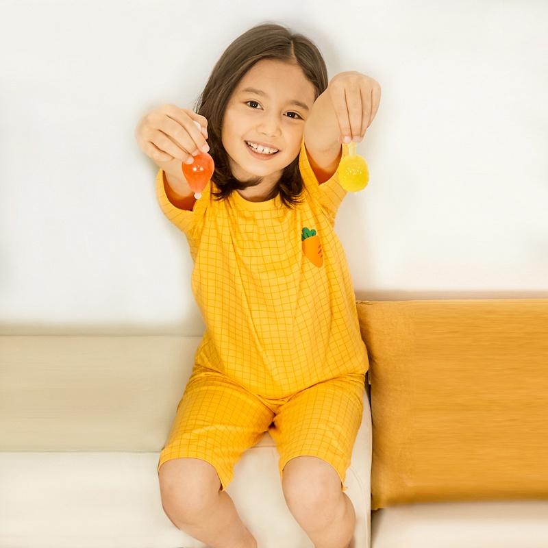 Đồ bộ quần áo thun cotton lửng tay cho bé trai và bé gái mặc nhà mùa hè chính hãng Unifriend Hàn Quốc U2022-3