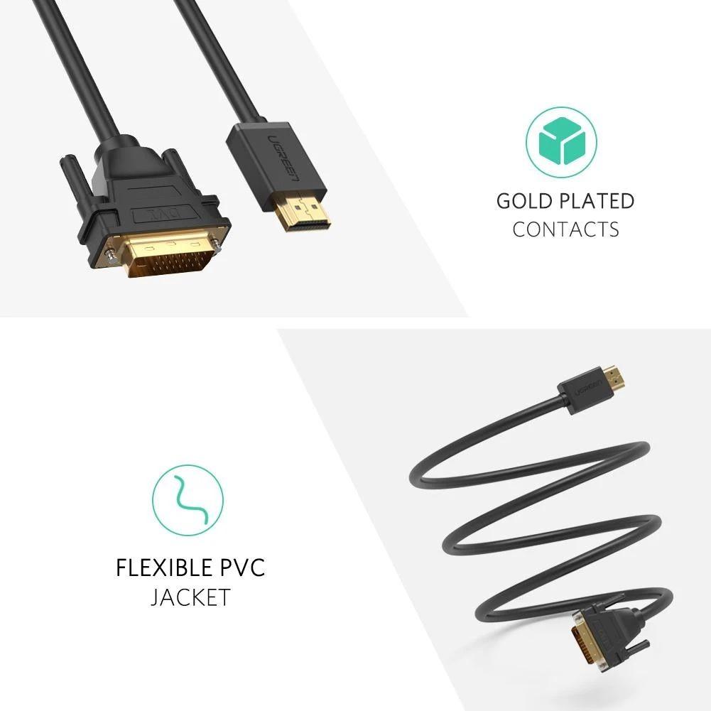 Ugreen UG10164HD106TK 8M màu Đen Cáp chuyển đổi HDMI sang DVI 24 + 1 thuần đồng - HÀNG CHÍNH HÃNG