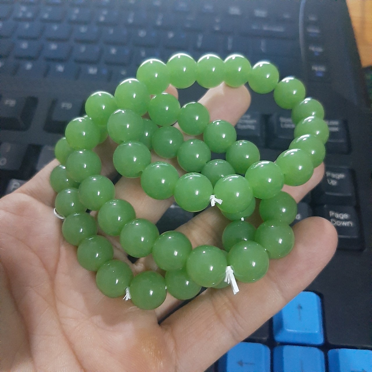 Combo 3 vòng tay nữ hạt giả đá 10 ly màu xanh cho nữ