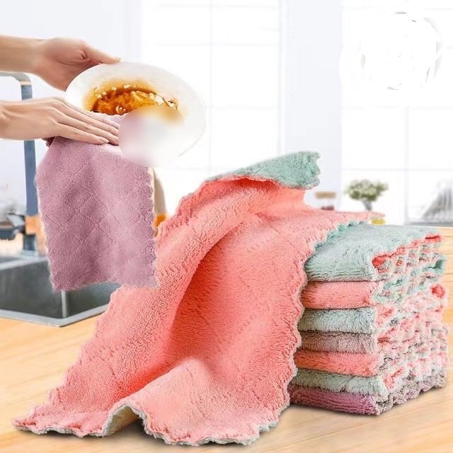 Combo 10 khăn lau tay , lau bếp  2 mặt dày dặn , đa năng siêu thấm hút ,vải bông mềm mịn giúp làm sạch các vật dụng nhanh chóng 