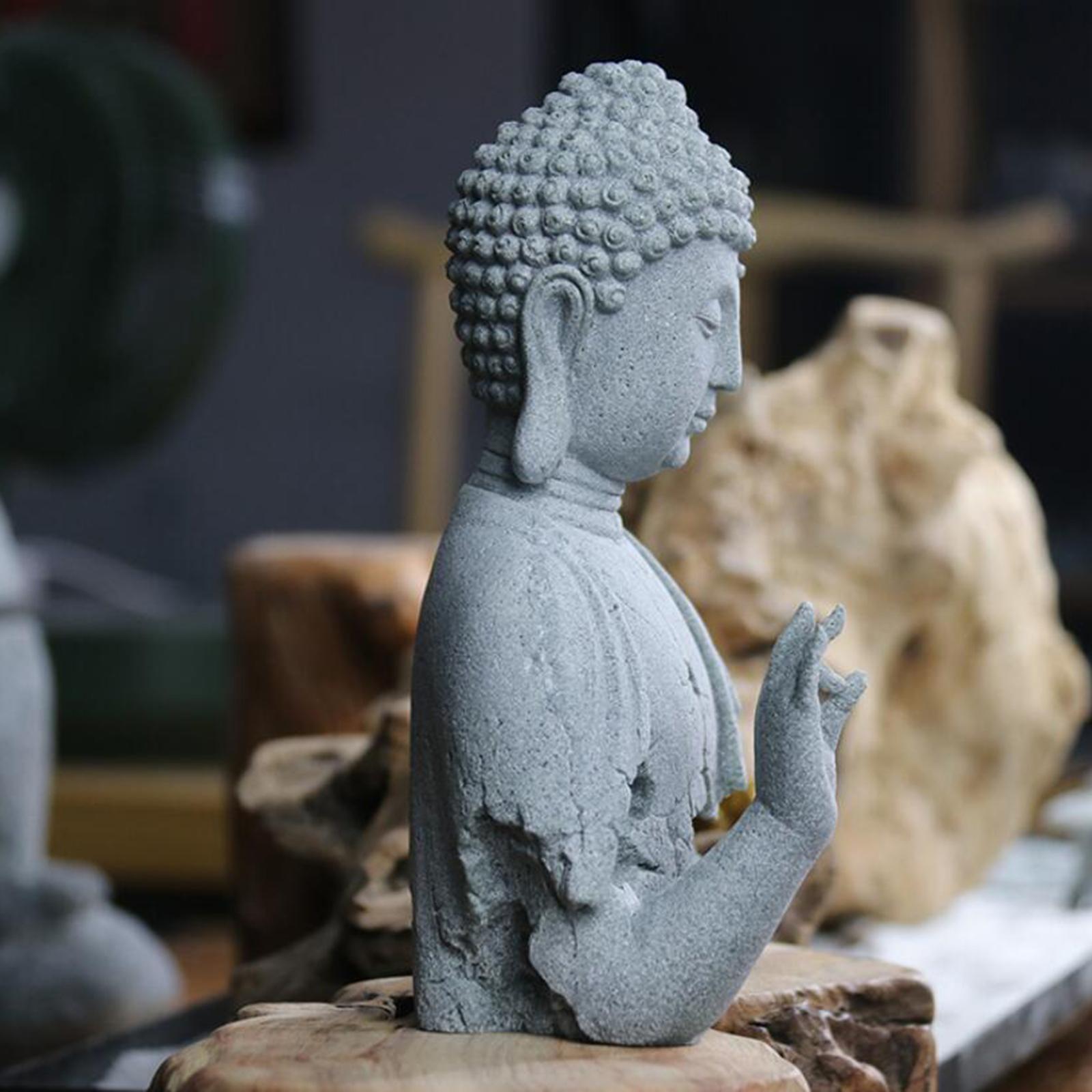Antique Buddha Statue Decorative Figurine Zen Meditation Hand Carved Showpiece for Landscaping Tea Room Tabletop Yard Meditation Decoration