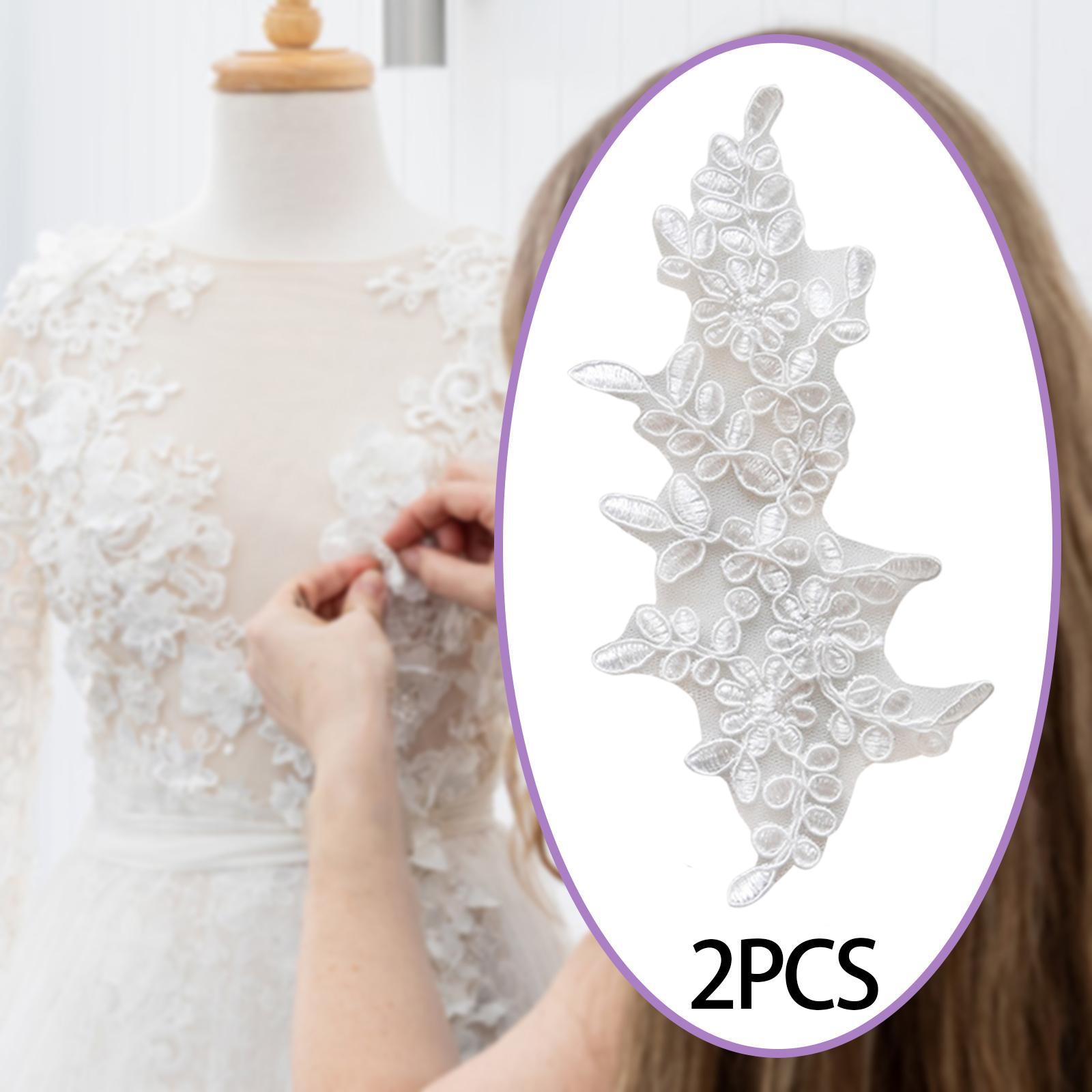 1 Pair Lace Applique Evening Dress Sewing Crafts Jacket Embroidery Appliques