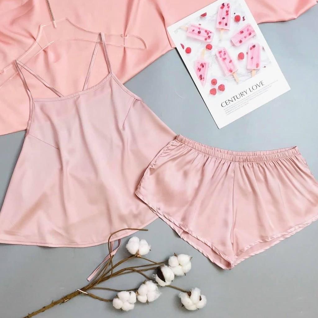 Đồ ngủ lụa sexy cao cấp hai dây chéo lưng gợi cảm