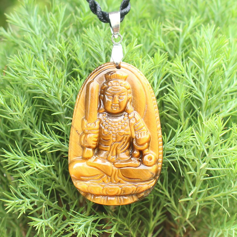 Mặt Dây chuyền Phật Bản Mệnh tuổi Dậu, Mệnh Thổ, Phật Bất Động Minh Vương, Đá Mắt hổ, Cỡ to AKO1